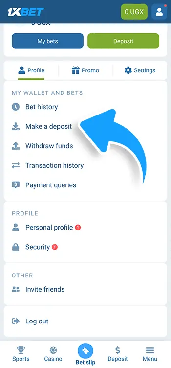 Step 2 - Go to main page and click Deposit