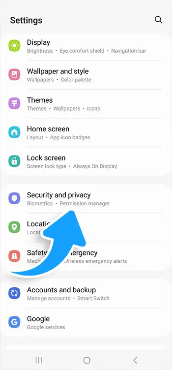 Step 2 - Tap Security or Privacy