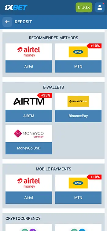 Step 3 - Choose your preferred deposit method