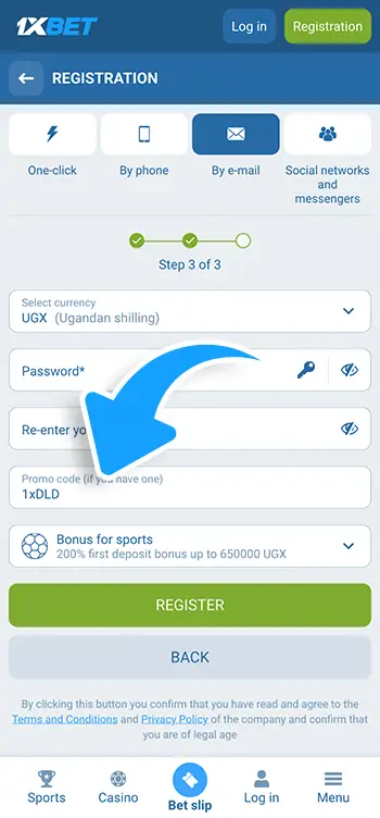 Step 6 - Insert the promo code in the designated field